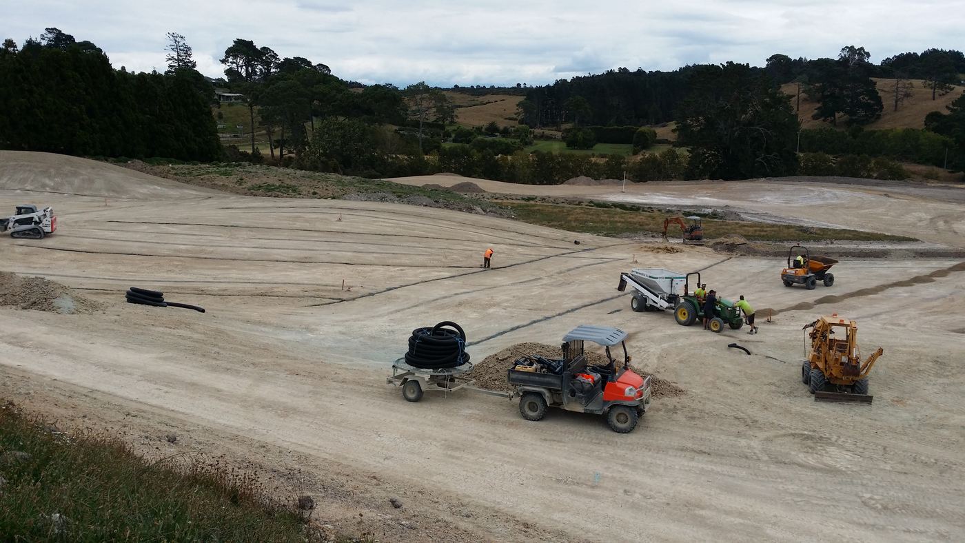 Fairway drainage being installed